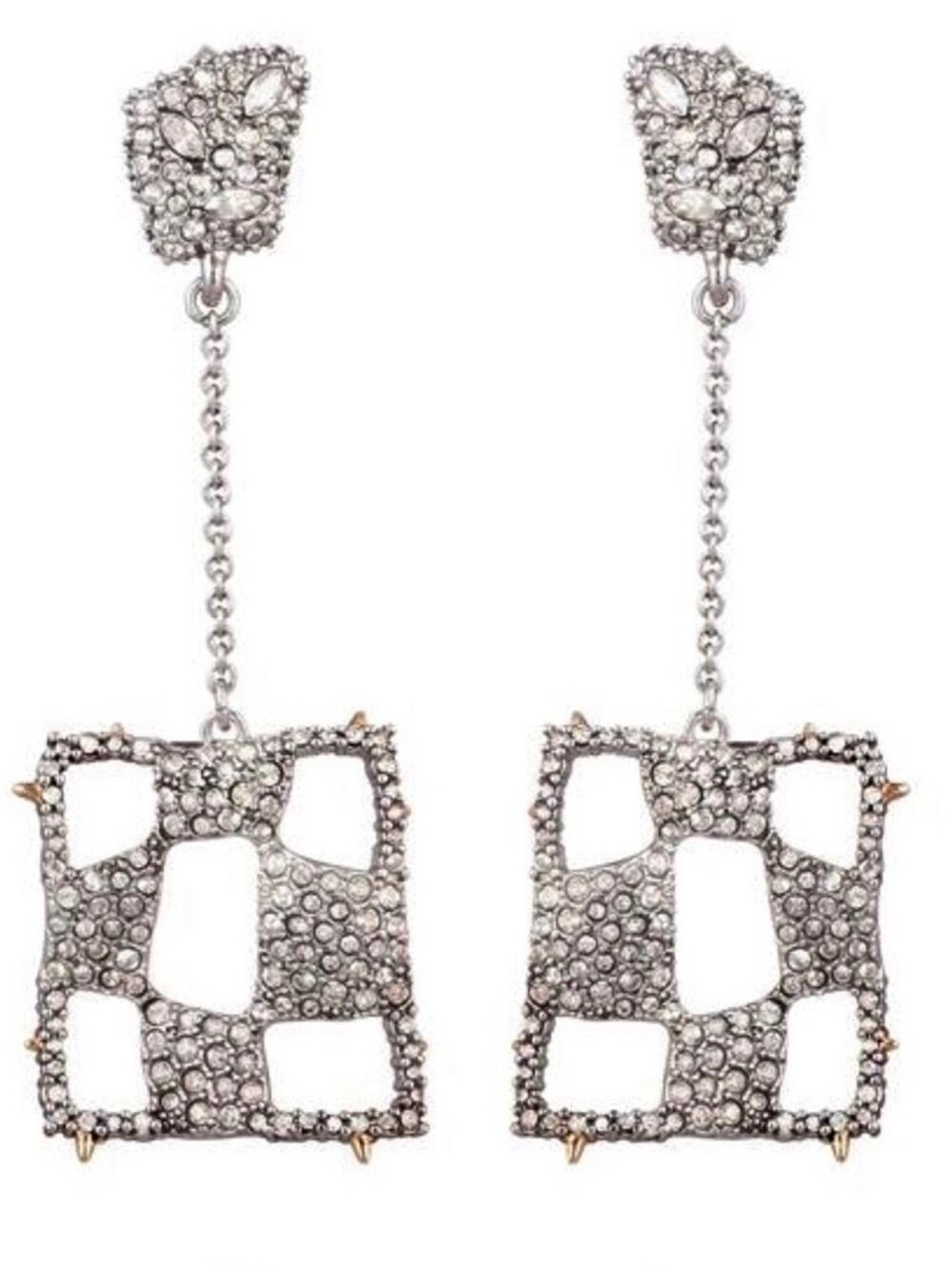 Alexis Bittar Silver Encrusted Crystal Earrings